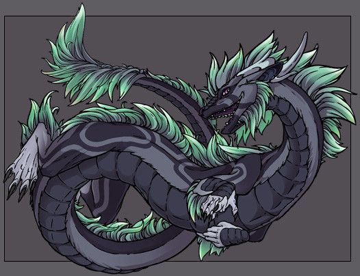 Dragon Oriental Noir Vert Turquoise
