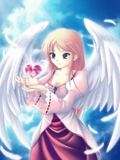 Ange Manga Rose Portant 1 Coeur Dans Ses Mains