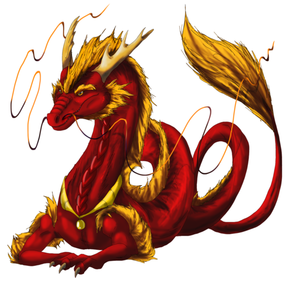 Dragon Oriental Rouge Doré