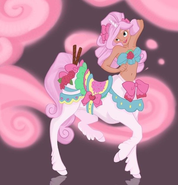 Centauresse Anime Unicorne Blanche Rose