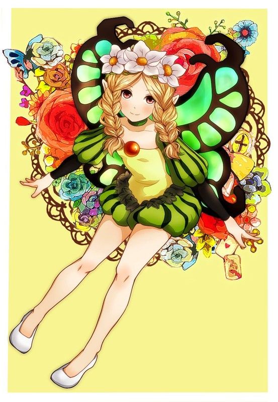Fée Manga Papillon Noire Verte
