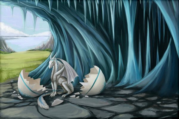 Naissance D'un Dragonnet Blanc Dans 1 Grotte