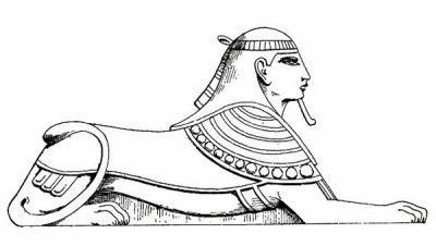 Sphinx Égyptien Dessiné de profil