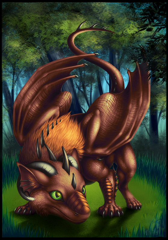 Dragon Marron Décor Forêt