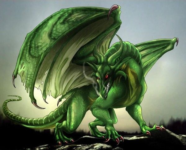Dragons Vert Aux Naseaux Fumants