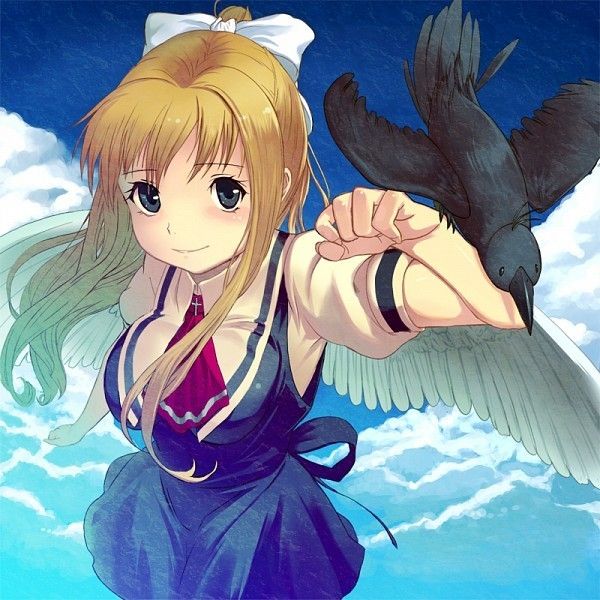Ange Manga Avec Oiseau Noir