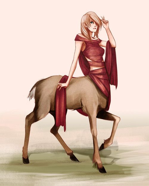 Centauresse Biche Vêtue Rouge