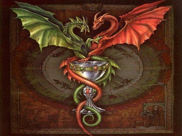 Dragons Entrelacés Sur Une Coupe D'argent