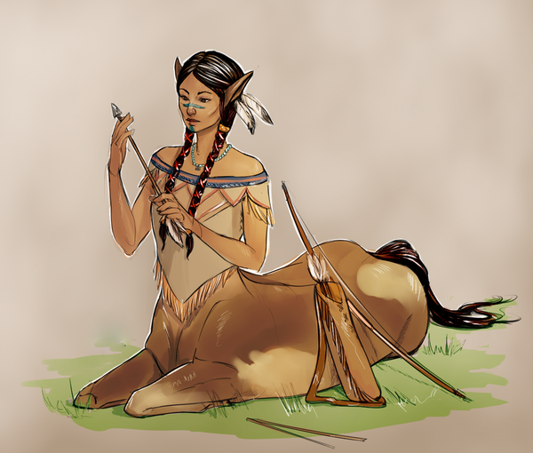 Centauresse Amérindienne Archère Couchée