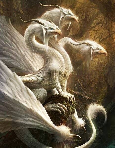 Dragon Blanc Hydre à 3 Têtes