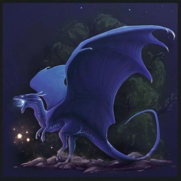Dragon Bleu Dans La Nuit