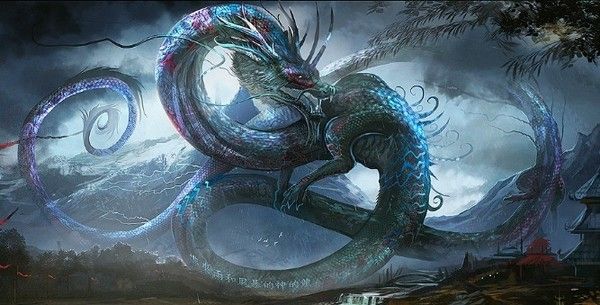 Dragon Oriental Dans Un Paysage Oriental