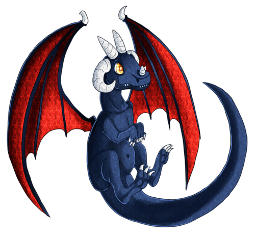 Dragon Bleu Nuit Aux Ailes Rouges