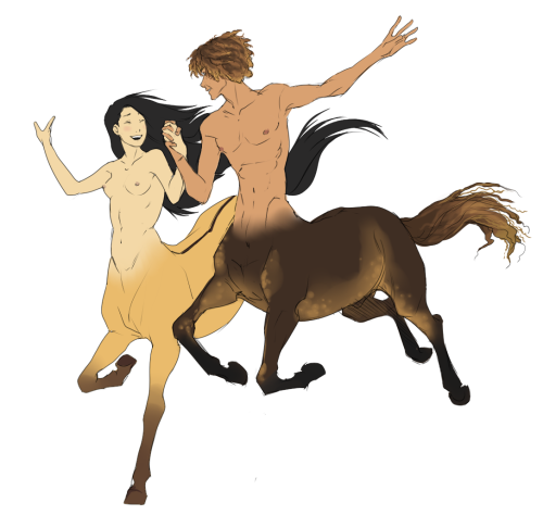Couple De Centaures Elle Fauve Lui Bai