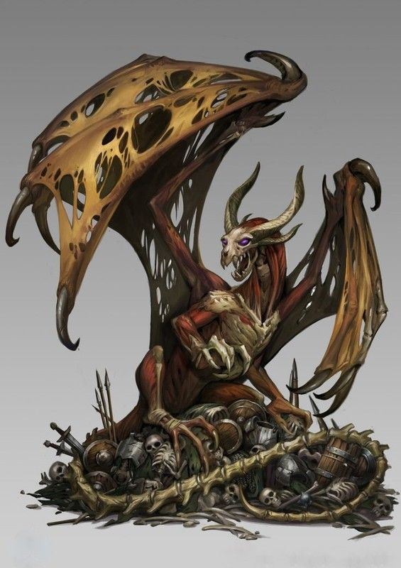 Dragon Zombie Sur Un Tas De Squelettes