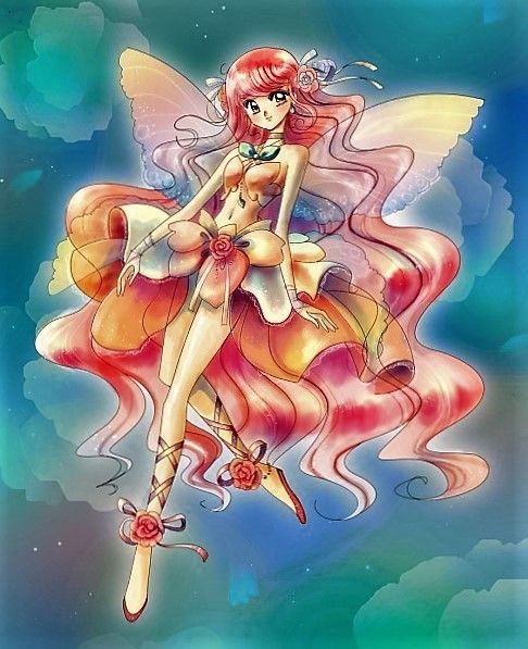 Fée Manga Rose Ballerine Ailes De Papillon Transparentes