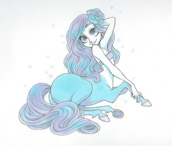 Centauresse Manga Bleu Ciel Adolescente