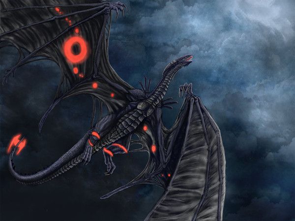 Dragon Noir De La Nuit Vers Le Ciel