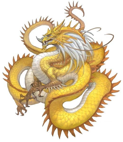 Dragon Oriental Doré Blanc Majestueux