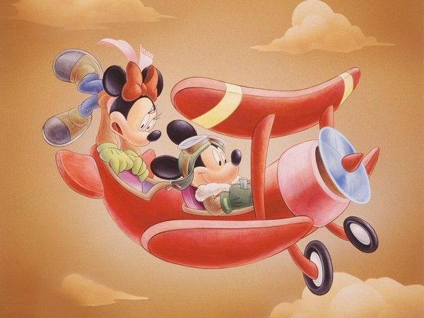Mickey & Minnie En Avion