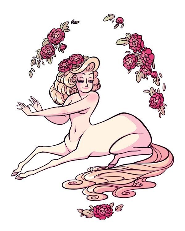 Centauresse Rose Blonde Allongée