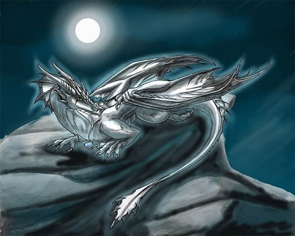 Dragon Blanc Sous La Pleine Lune