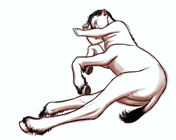 Centaure Enfant Dessiné Endormi Sur Fond Blanc