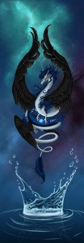 Dragon Oriental Blanc Bleu Noir