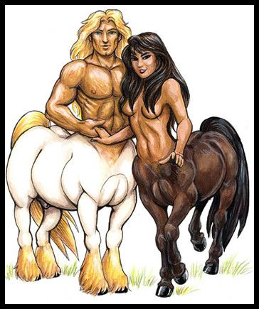 Couple De Centaures Lui Blanc Elle Bai