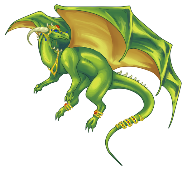 Dragon Vert Paré de Bijoux