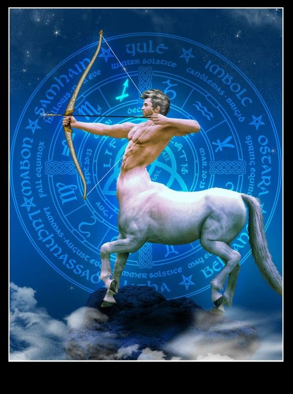 Sagittarius Blanc Sur Fond Zodiaque