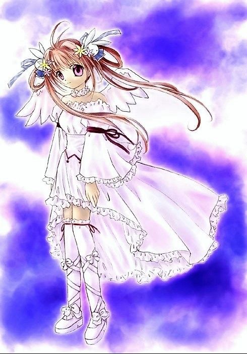 Ange Manga Cheveux Roses Vêtue de Blanc