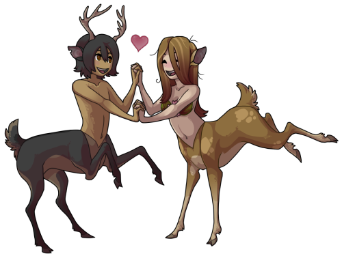 Jeune Couple Centaure Cerf Biche