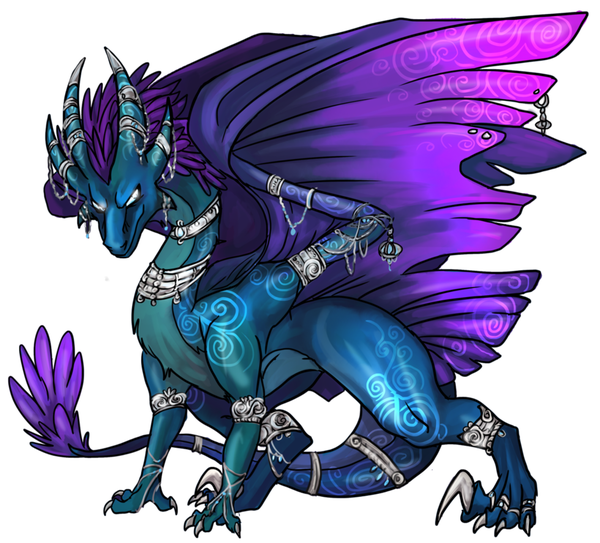 Dragon Bleu Violet Paré De Bijoux D'argent