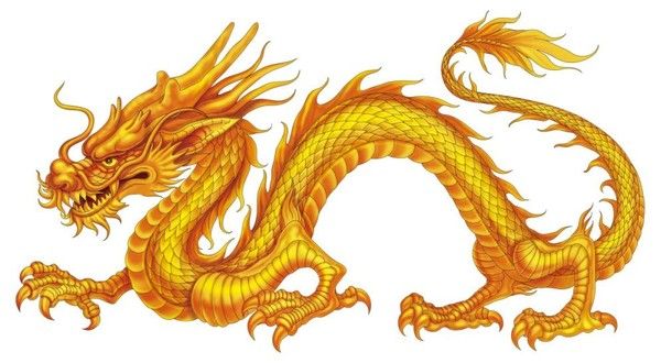 Dragon Oriental Doré Simple