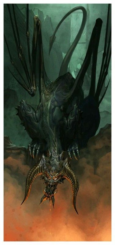 Dragon Archidémon Noir Se Penchant
