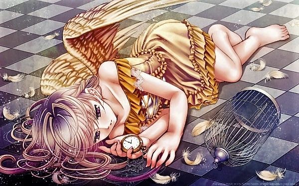 Ange Manga Allongée Près D'une Cage