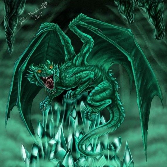 Dragon De L'émeraude Gardien D'un Trésor D'émeraudes