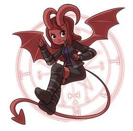 Démone Chibi Rouge Vêtue De Noir