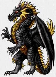 Dragon Noir Doré Debout