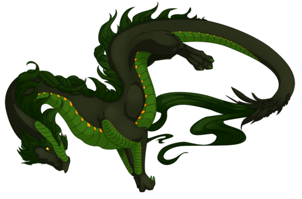 Dragon Oriental Manga Noir Vert