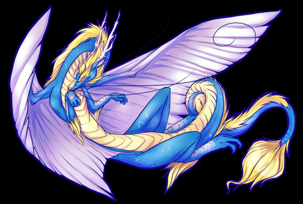 Dragon Oriental Manga Blanc Bleu Jaune