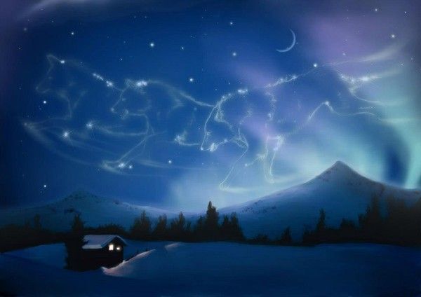 Loups Illusion Constellation Courant Dans Le Ciel De Nuit
