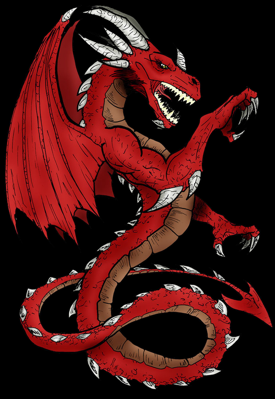 Dragon Rouge Sur Fond Noir