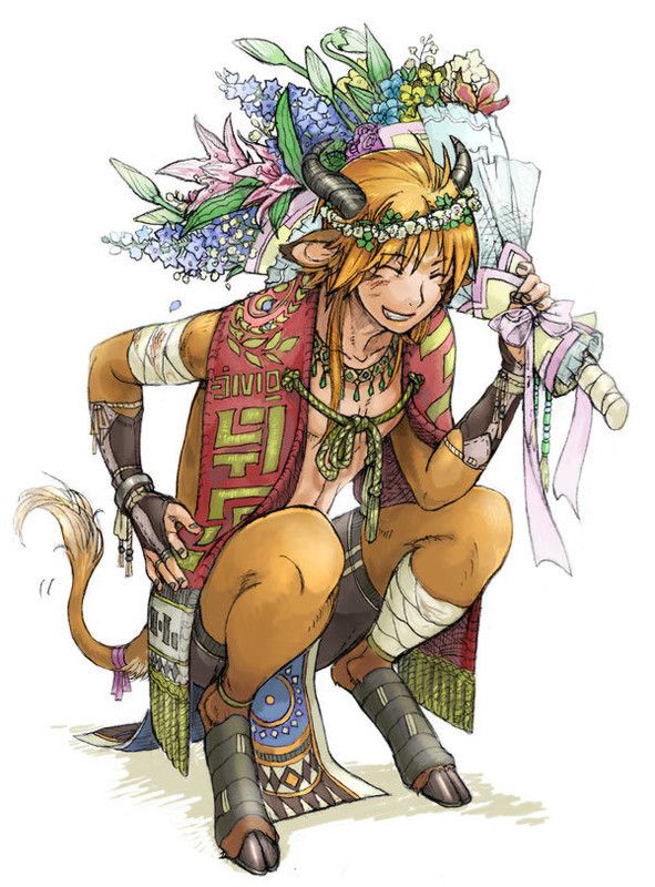 Satyr manga avec un gros bouquet