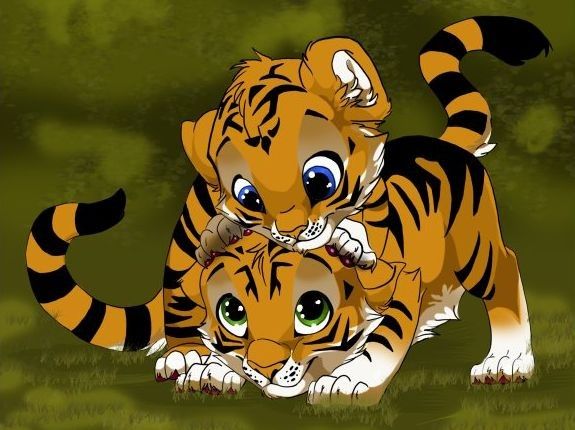 Bébés Tigres Manga Joueurs