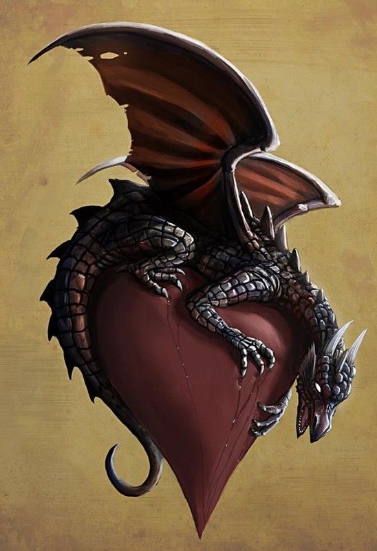 Dragon Noir Sur 1 Coeur
