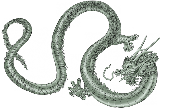 Dragon Oriental Argenté Simple