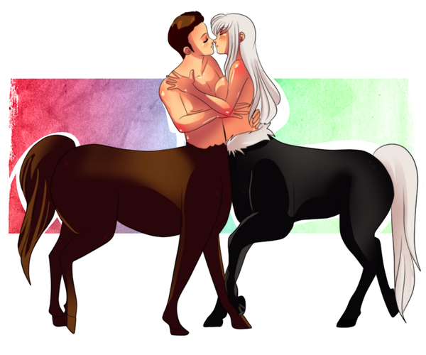 Couple De Centaures Lui Bai Elle Noire Blanche