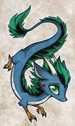 Dragon Oriental Chibi Bleu Vert